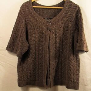 Chocolate vintage Crystal Kobe cable-knit cardigan